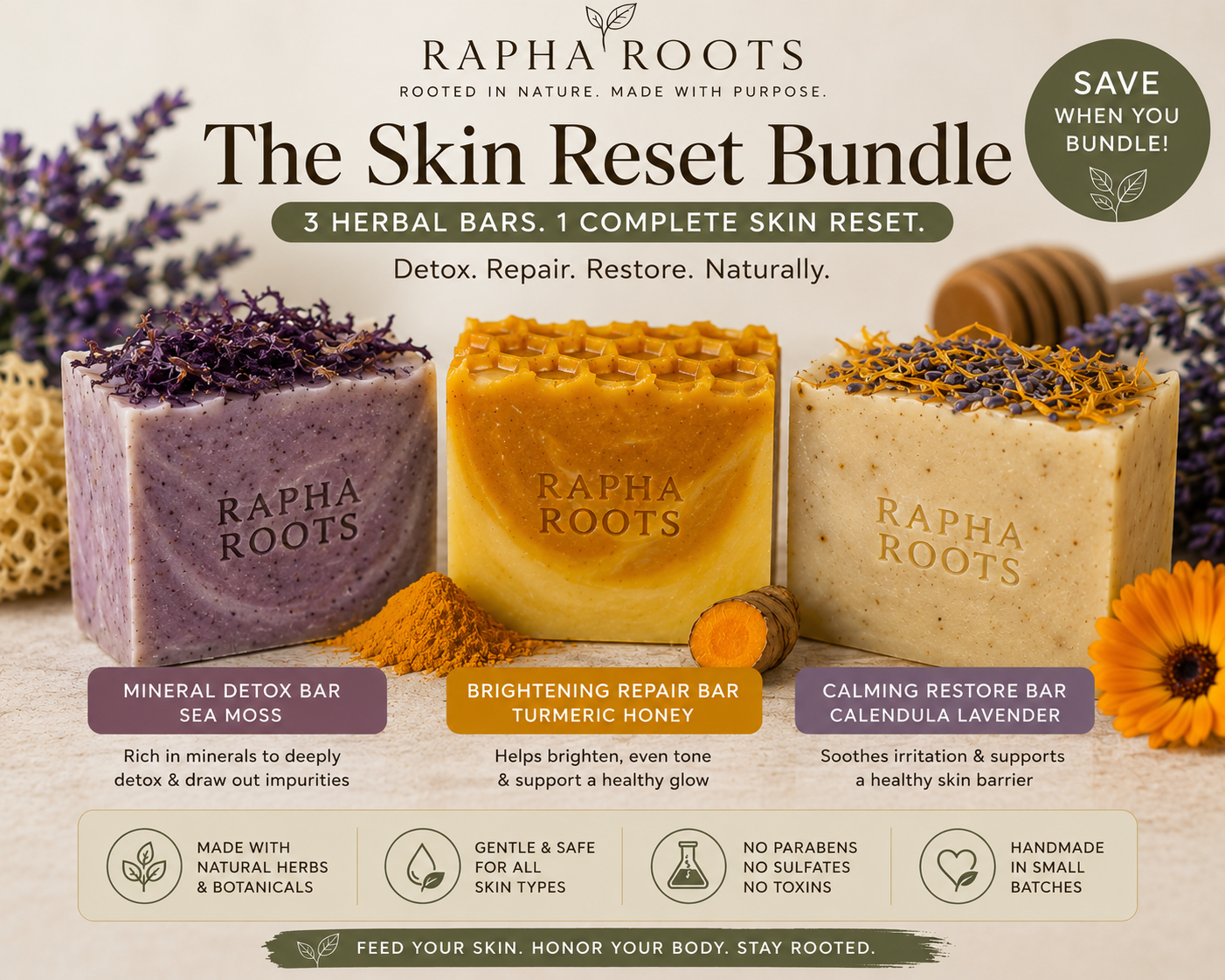The Skin Reset Bundle (3 Herbal Bars)